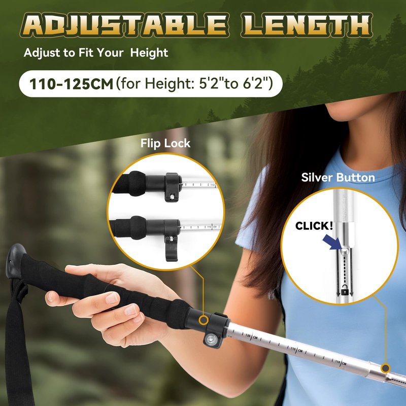 THRISTRIDE Collapsible Trekking Pole - Lightweight Aluminum Hiking Stick for Men, Women & Seniors | Adjustable Walking Stick for Hiking, Camping & Outdoor Activities (Single Pole)