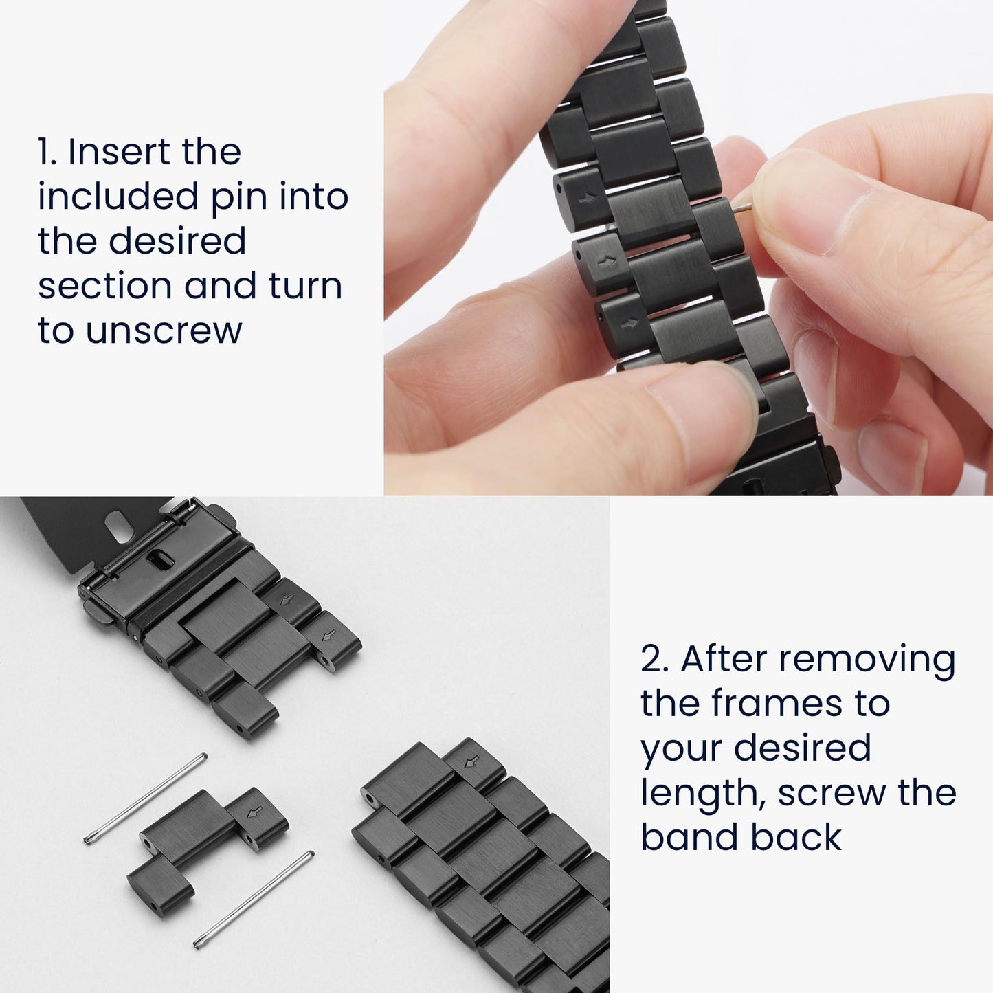 kwmobile Replacement Strap Compatible with Xiaomi Smart Band 8 Pro/Band 9 Pro/Redmi Watch 5 / Redmi Watch 4 Strap - 5.5-8.7 inches (14-22 cm) Stainless Steel Straps - Black