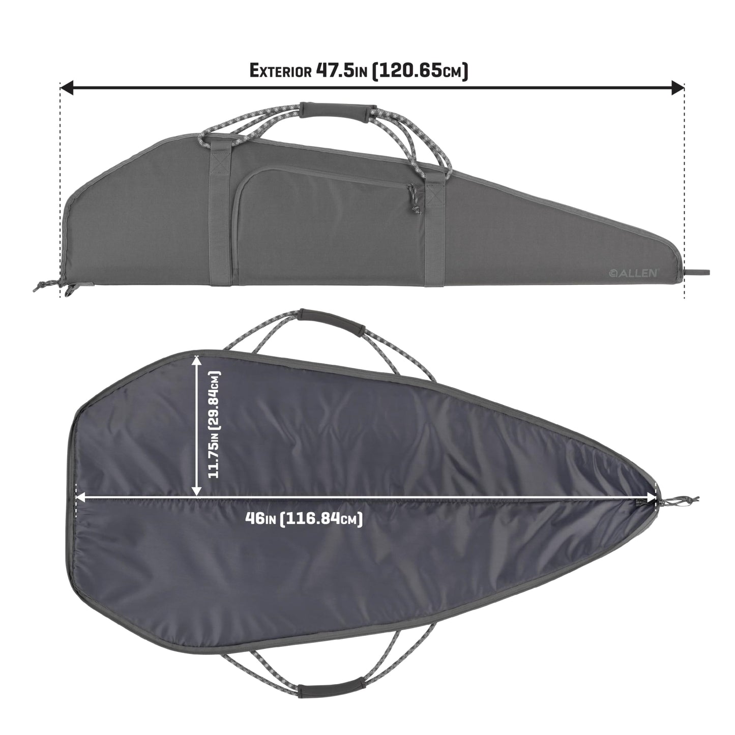 Allen Company Rollins Gun Case – 46" Rifle Lockable Soft Gun Case with Dense Foam Padding, Exterior Gear Pocket, Padded Carry Handle, Gray