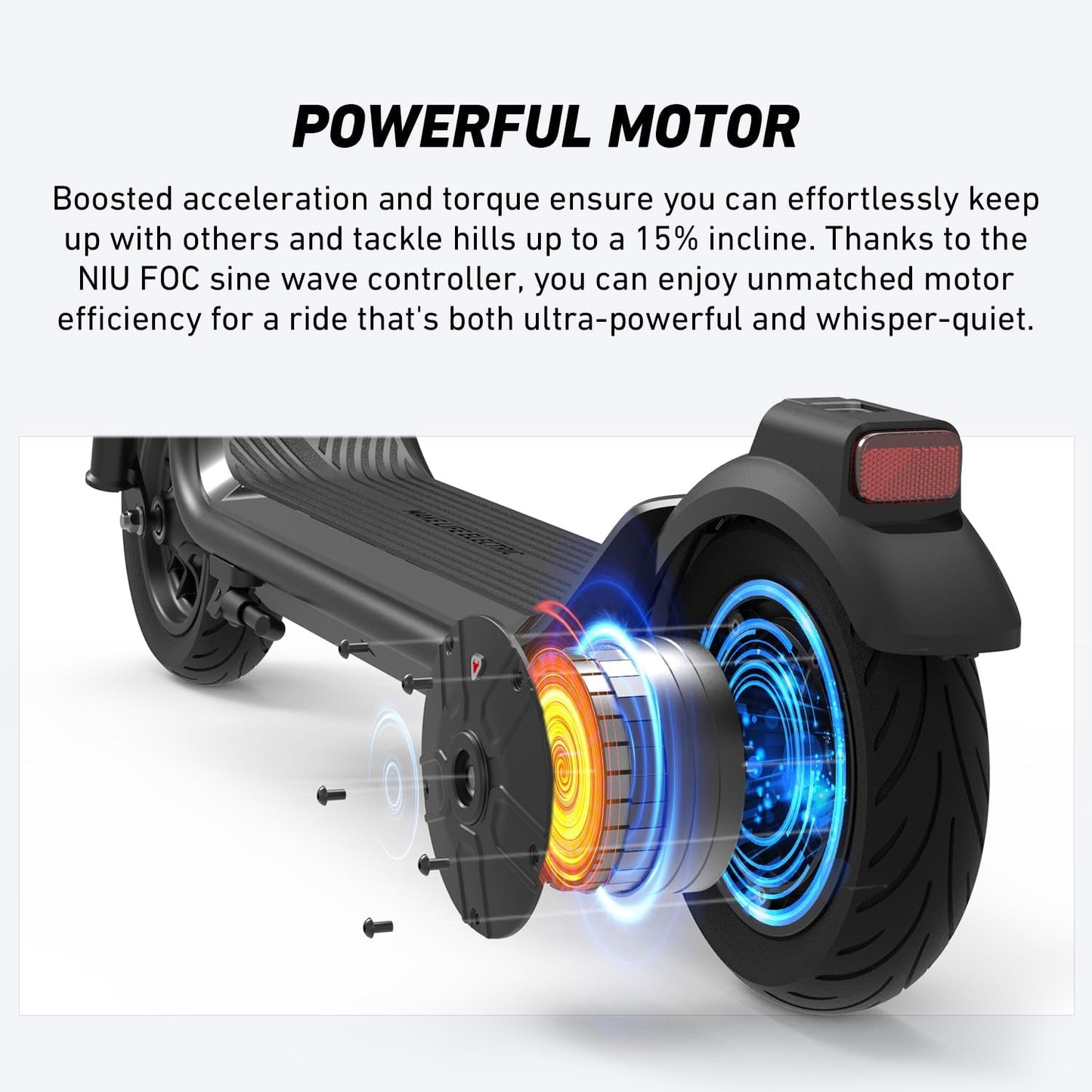 NIU K100P Electric Scooter - 600W Power, 33 Miles Range, 17.4 MPH, Lightweight & Portable for Commuting