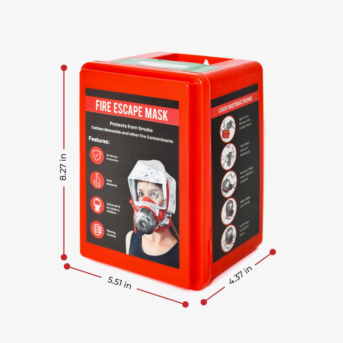 W WILKEN Fire Escape Mask & Hood | 30-Min Respirator for Smoke & Carbon Monoxide | Single-Use Emergency Protection (4)