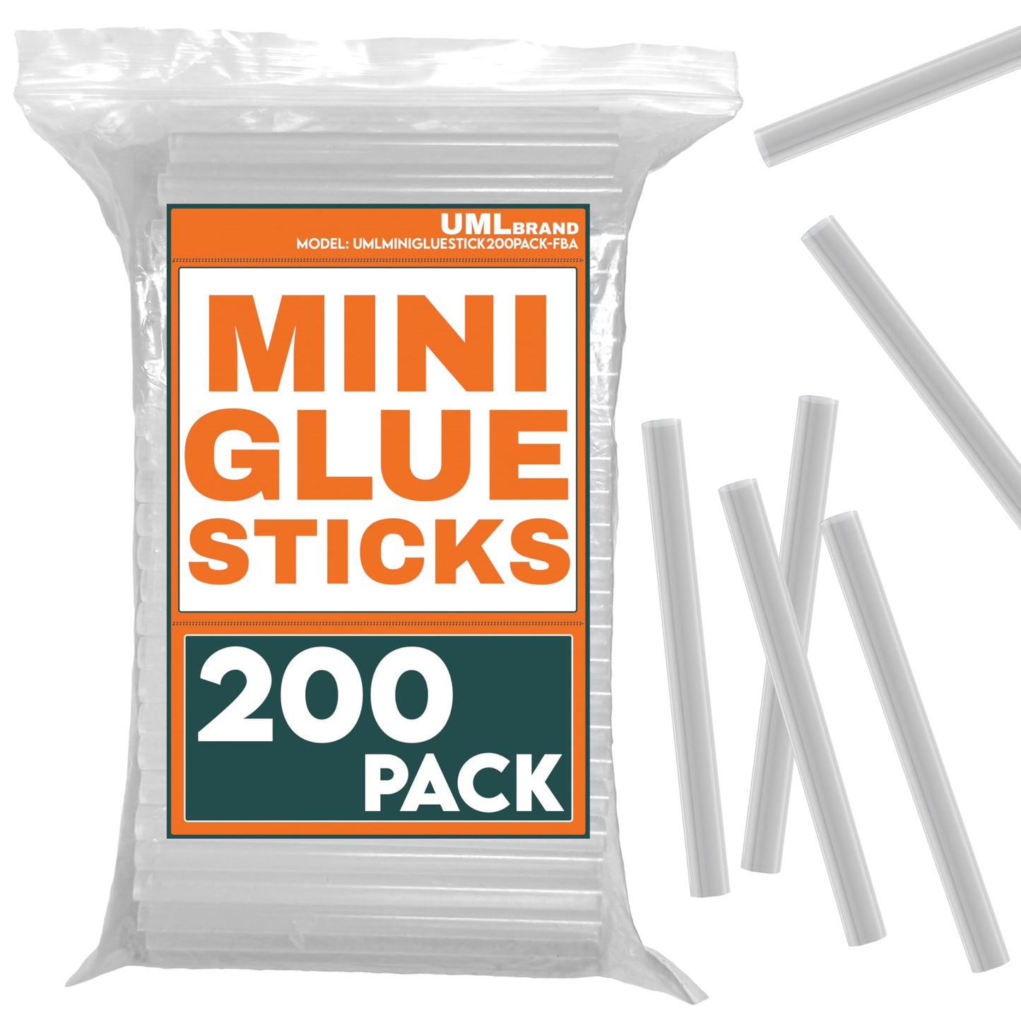 UML Brand Mini Hot Glue Sticks - Compatible with Hot Mini Glue Gun - 4" x 0.27" - Small Skinny Sticks - Ideal for Craft Projects - Dries Quick - 200 Pack
