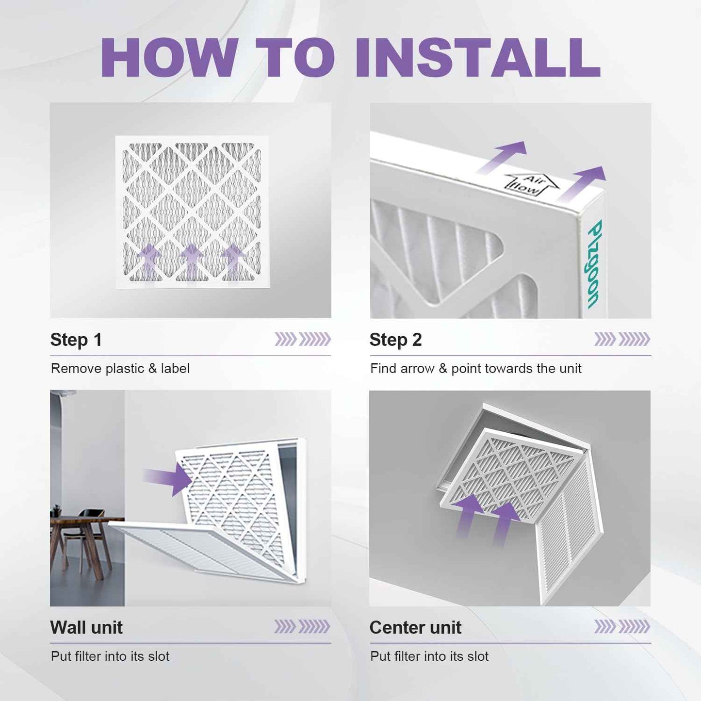 Plzgoon 14x14x1 Air Filter MERV 11 (4 Pack) MPR 1000 Pleated AC Furnace Filters for Home Office Air Conditioner AC HVAC Furnace Heating Systems (Exact Dimensions: 13 3/4x13 3/4x3/4 Inches)