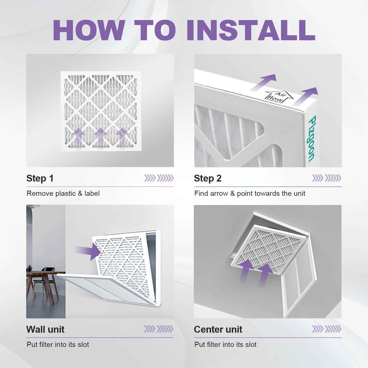 Plzgoon 14x14x1 Air Filter MERV 11 (4 Pack) MPR 1000 Pleated AC Furnace Filters for Home Office Air Conditioner AC HVAC Furnace Heating Systems (Exact Dimensions: 13 3/4x13 3/4x3/4 Inches)