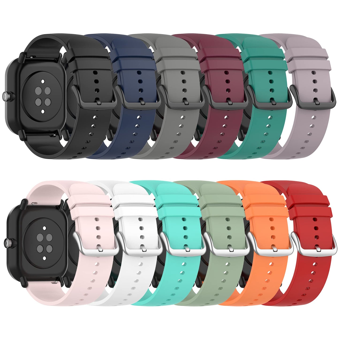QGHXO Band for Amazfit Bip 3/3 Pro/U Pro/S lite/Lite/S/U, Soft Silicone Band Replacement for Amazfit GTS 4/4 Mini/2/2e/2 Mini