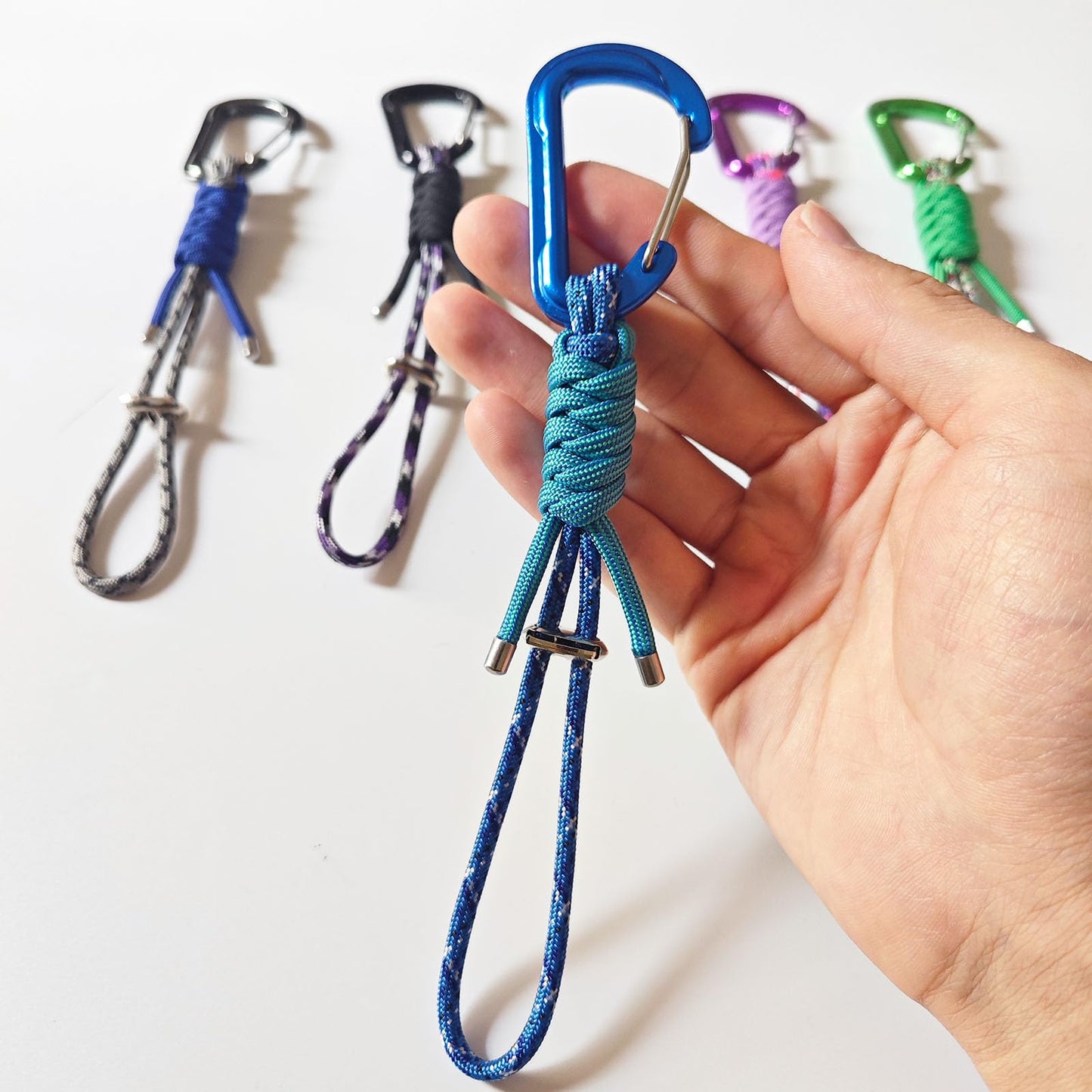 Jaymokes Paracord Keychain Carabiner Clip - D Ring Carabiner with Lanyard, Creative Gifts Suitable for Hanging Water Bottle, Key, Backpacks and More (Blue)