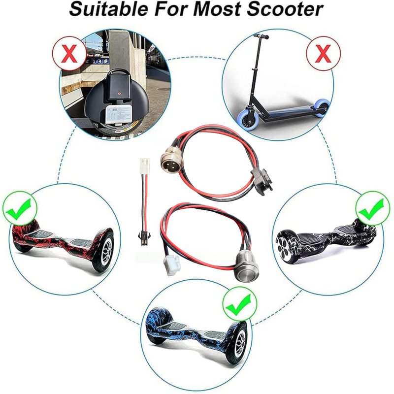 GLDYTIMES Hoverboard Charging Port Replacement for Hover-1 swagtron TOMOLOO Segway Smart Self-Balancing Electric Scooter etc. (2 Prong 3 Pin)
