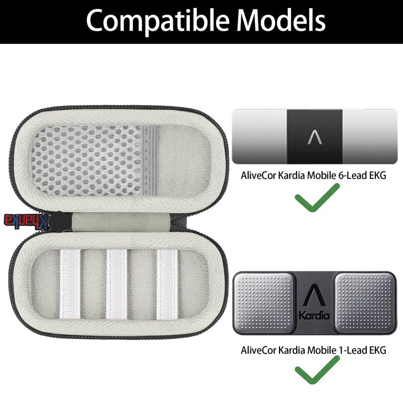 khanka Hard Case for AliveCor KardiaMobile ECG Monitor, Fits KardiaMobile 6L/6L Max, 6-Lead Personal EKG Device, Portable Heart Monitor Storage Case（Gray）