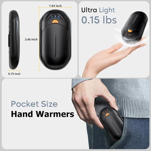AI Hand Warmers - Rechargeable 2-Pack with Smart Chips | 20-Hour Portable Pocket Heater for Outdoor Activities