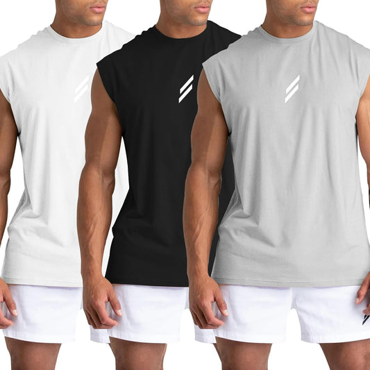 Skiennix Men's Tank Tops - 3 Pack Sleeveless Quick-Dry Athletic Shirts for Gym & Beach Fitness