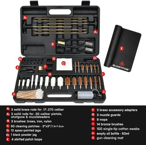 GLORYFIRE Gun Cleaning Kit - Universal Gun Brushes & Elite Brass Rods | Essential Hunting Gear