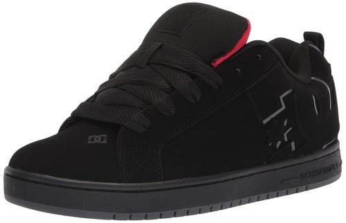 DC Men's Court Graffik Casual Skate Shoes, Black/RED, 10
