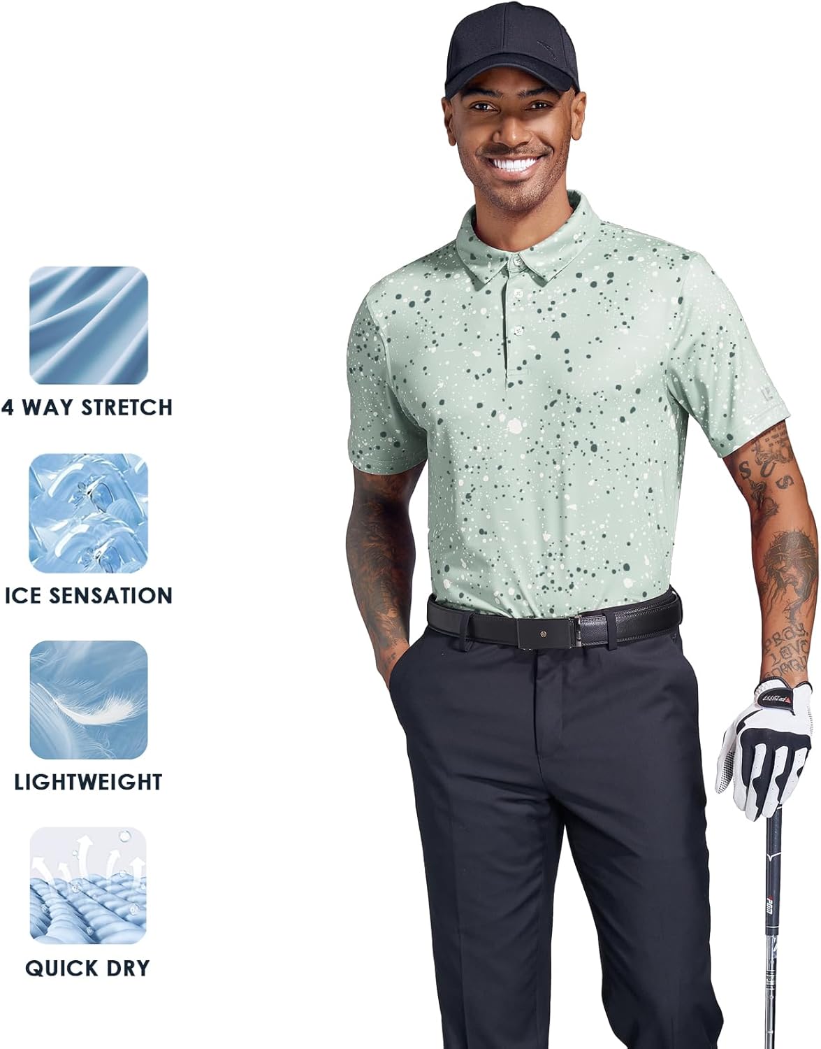 Regine Switzerland Golf Shirt - Men's Dry Fit Performance Polo with Moisture-Wicking | Short Sleeve Print