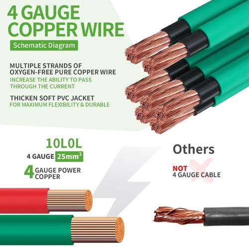 10L0L Golf Cart Battery Cables 4 Gauge for 36v & 48v EZGO TXT 1994-UP, AC/DC Wire Welding Battery Pure Copper Flexible Cable (14 inch x 5pcs, 25 inch x 2pcs)