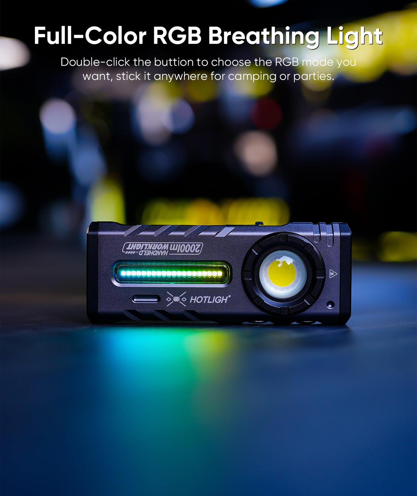 HOTLIGH ZF8313 Rechargeable Flashlight, Magnetic EDC Flashlight Rechargeable, 2000 Lumens LED Flashlight with RGB and UV Lighting Source for Outdoor, Car Repairing,Fathers Day Dad Gifts