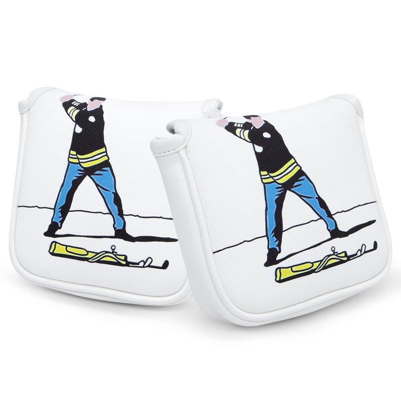 Funny Golf Putter Cover Square Mallet Putter Headcover - White Synthetic Leather Golf Club Covesr for Mallet Putters fits for All Brand