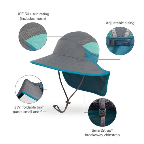 Sunday Afternoons Kids’ Ultra Adventure Hat, Toddler Sun Hat with Neck Flap, UPF 50+ Sun Protection, Outdoor Hats for Girls, Boys, Summer Hiking Hat, Charcoal Peaks, Medium