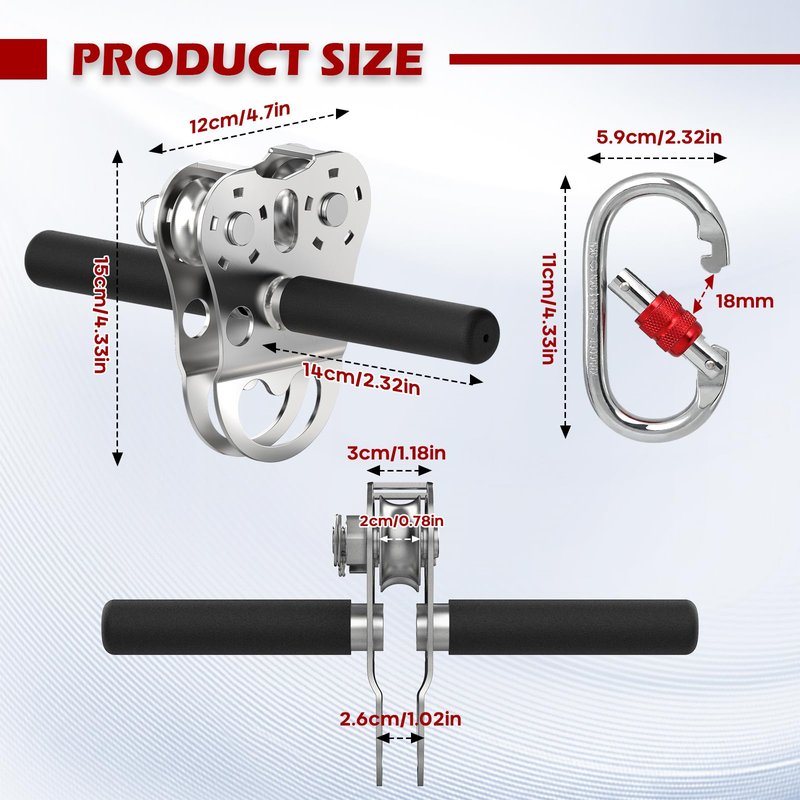 Fologtoo Zipline Pulley, 304 Stainless Steel Heavy Duty Zipline Trolley, 1100 lbs Working Load Limit - Reinforced Safety Handle for Backyard Zipline, Hauling, Suitable for 1/4 to 1/2 Inch Steel Cable