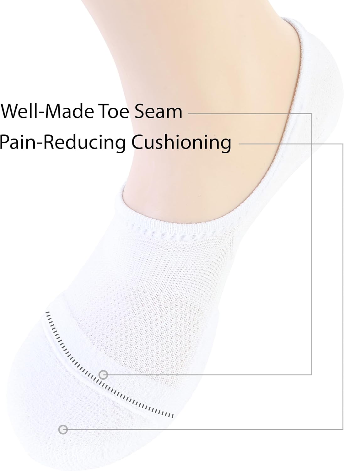 Pro Mountain No Show Socks - Wide Toe Box for Bunion Relief | Unisex Cotton Cushion Footies, S-XL