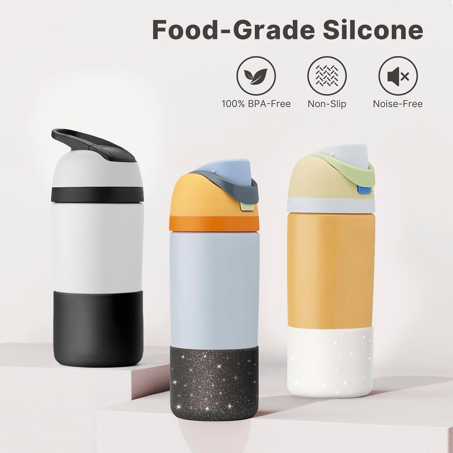 Owala Silicone Boot - Anti-Slip Protective Sleeve for 14/16 oz Water Bottle | Glitter White