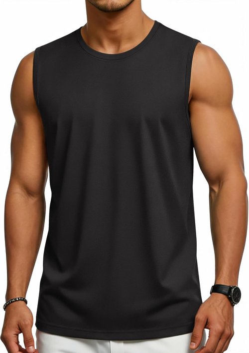 Cotrasen Men's Tank Top - UPF 50+ Lightweight Cotton Sleeveless Gym Shirt | Cooling Muscle Tee