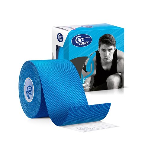 CureTape Sports | Kinesiology Tape for Muscle & Joint Pain | Elastic Therapeutic Tape | Waterproof Athletic Tape | Medical K Tape | 30% Stronger Adhesion | Blue | 2inx16ft | (Pack of 1)