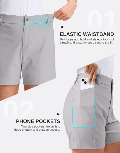 G Gradual Women's Golf Hiking Shorts - Stretchy Fabric with Deep Pockets | Casual Travel Wear