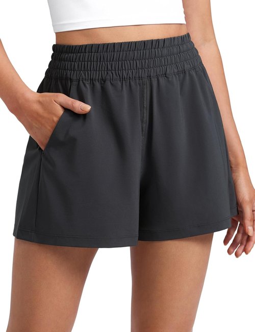 CRZ YOGA High-Waisted Linerless Casual Shorts for Women - Comfortable Lounge & Athletic Wear with Pockets