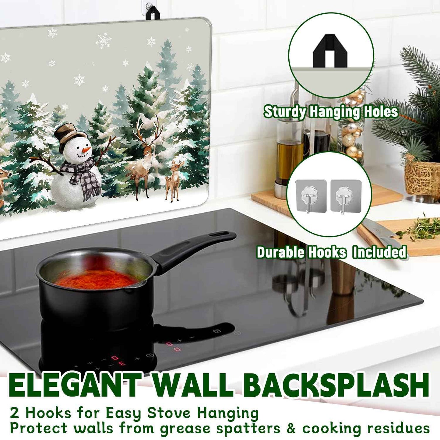 Stove Top Cover for Electric Stove 28 "x 20 ", Christmas Snowman Heat Resistant Glass Top Stove Cover Protector, Glass Cooktop Covers, Kitchen Flat Electric Stove Top Covers