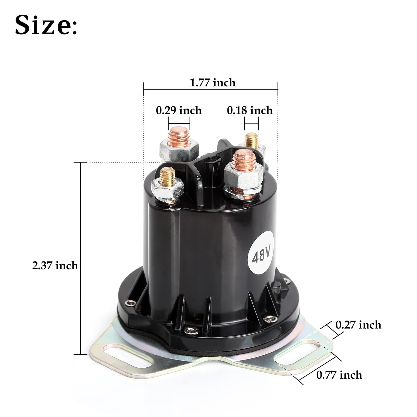 10L0L Golf Cart 48V Solenoid for EZGO RXV, 4 Terminal 150A, Replace OEM 624317, 649373