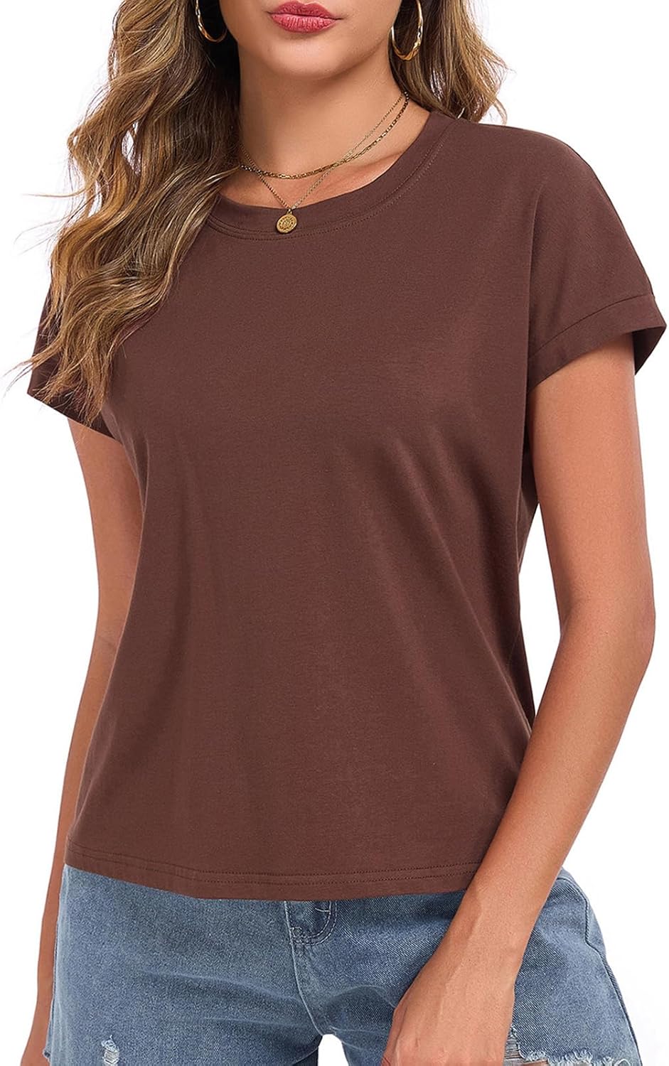 Skiennix Women's Cap Sleeve Cropped Tee - Loose Fit Cotton Summer Blouse | Casual Style