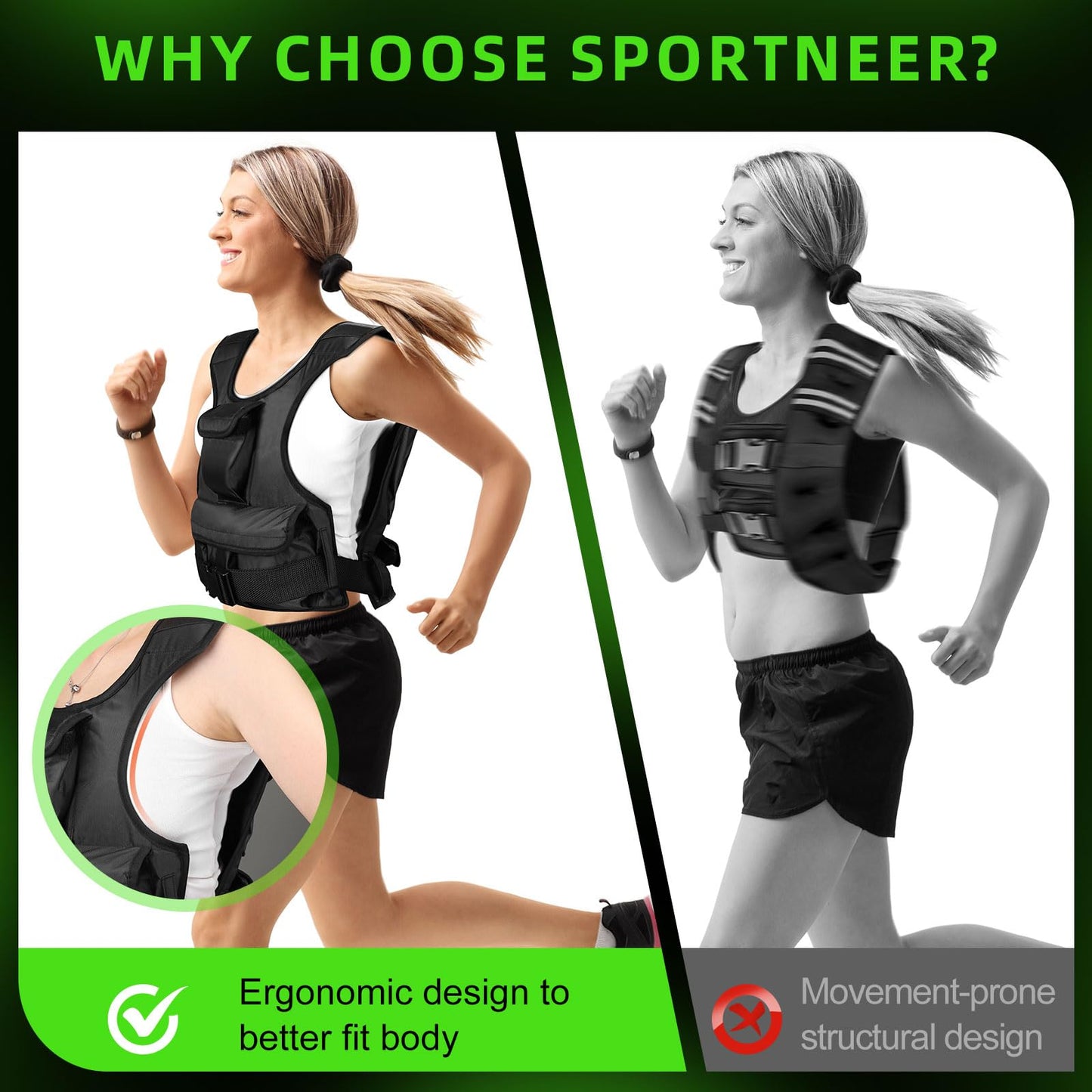 Adjustable Weighted Vest for Women, Customizable 0-18 lbs Strength Training Vest with 10 Removable Sandbag, Breathable Design, Reflective Safety Strips & Multi-Purpose Pockets for Running, Hiking, and Fitness