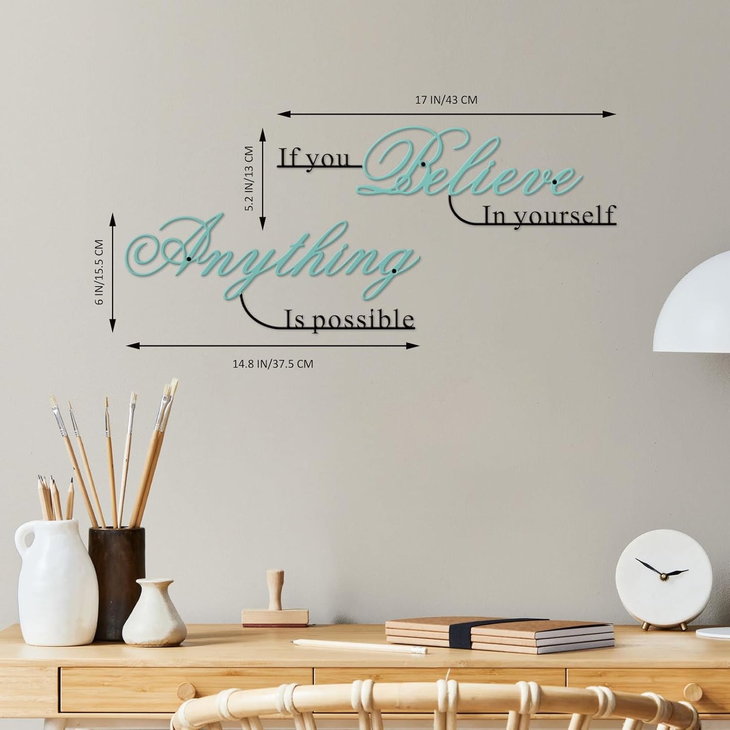 Resama Inspirational Wall Art Decor - "Believe in Yourself" Metal Quotes | 2-Piece Set, Colorful Design