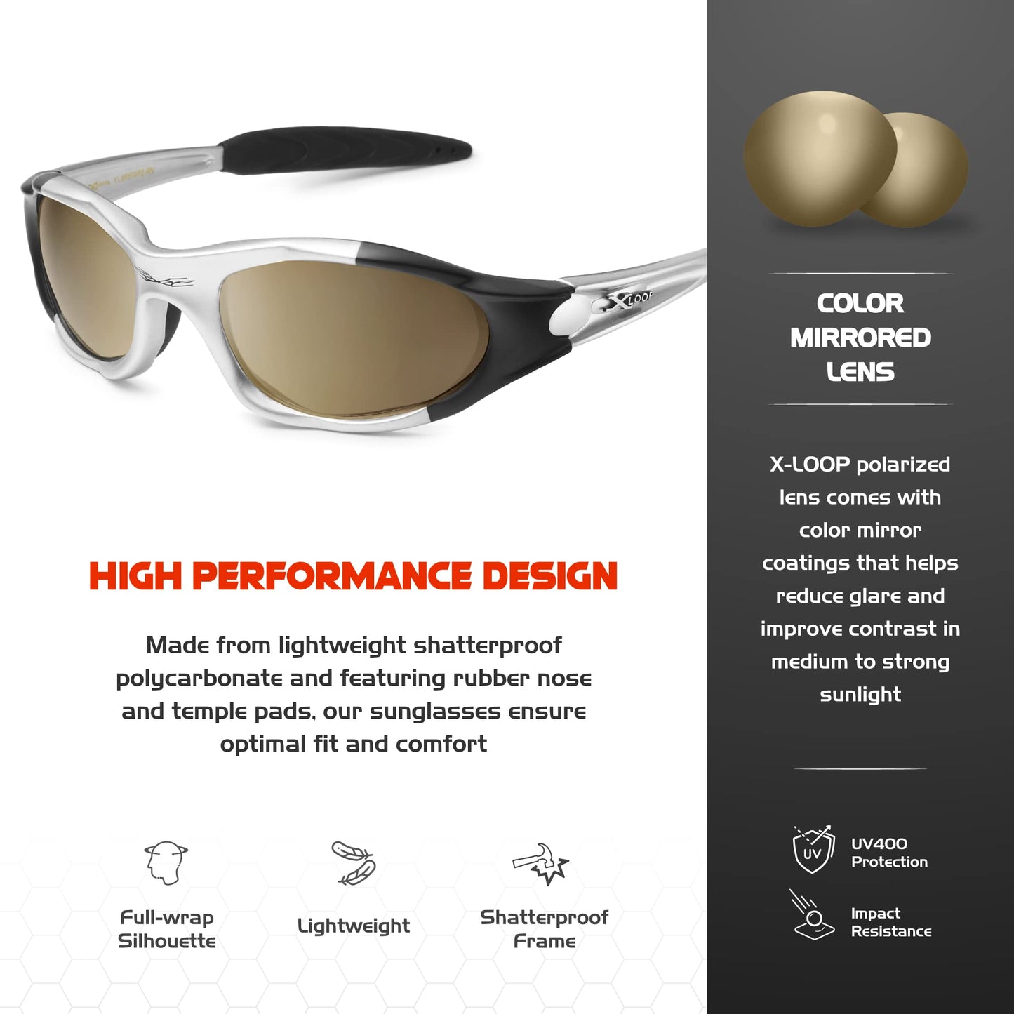 X LOOP Youth Sports Polarized Sunglasses for Boys Kids Teens Age 8-16 Baseball Cycling Running Wrap Around UV400 Glasses