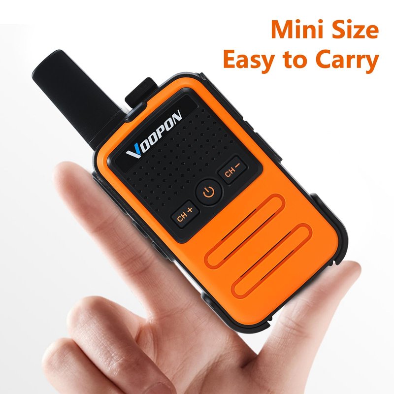 Voopon Rechargeable Mini Walkie Talkies C56TB for Adults Two Way Radios Long Range Compact Transceiver with USB C Charger for Family Hiking Camping Cruising Skiing Shop (2-Pack)