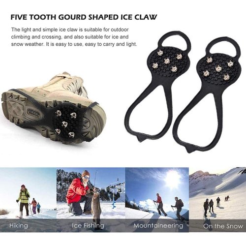 Gripper Spike, Treeresea Universal Non Slip Gripper Spikes for Shoes, Shoe Ice & Snow Grips for Ice Sports- Anti Slip Rubber Grips with Steel Studs Crampon(2 Pairs)