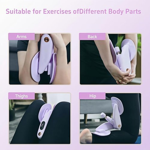 Upgraded Purple Inner Thigh Exerciser with LED Display, 0-70lb Adjustable Inner Thigh Exerciser, Pelvic Floor Muscle Trainer, 360°Hip Trainer for Women Postpartum Recovery (Purple)