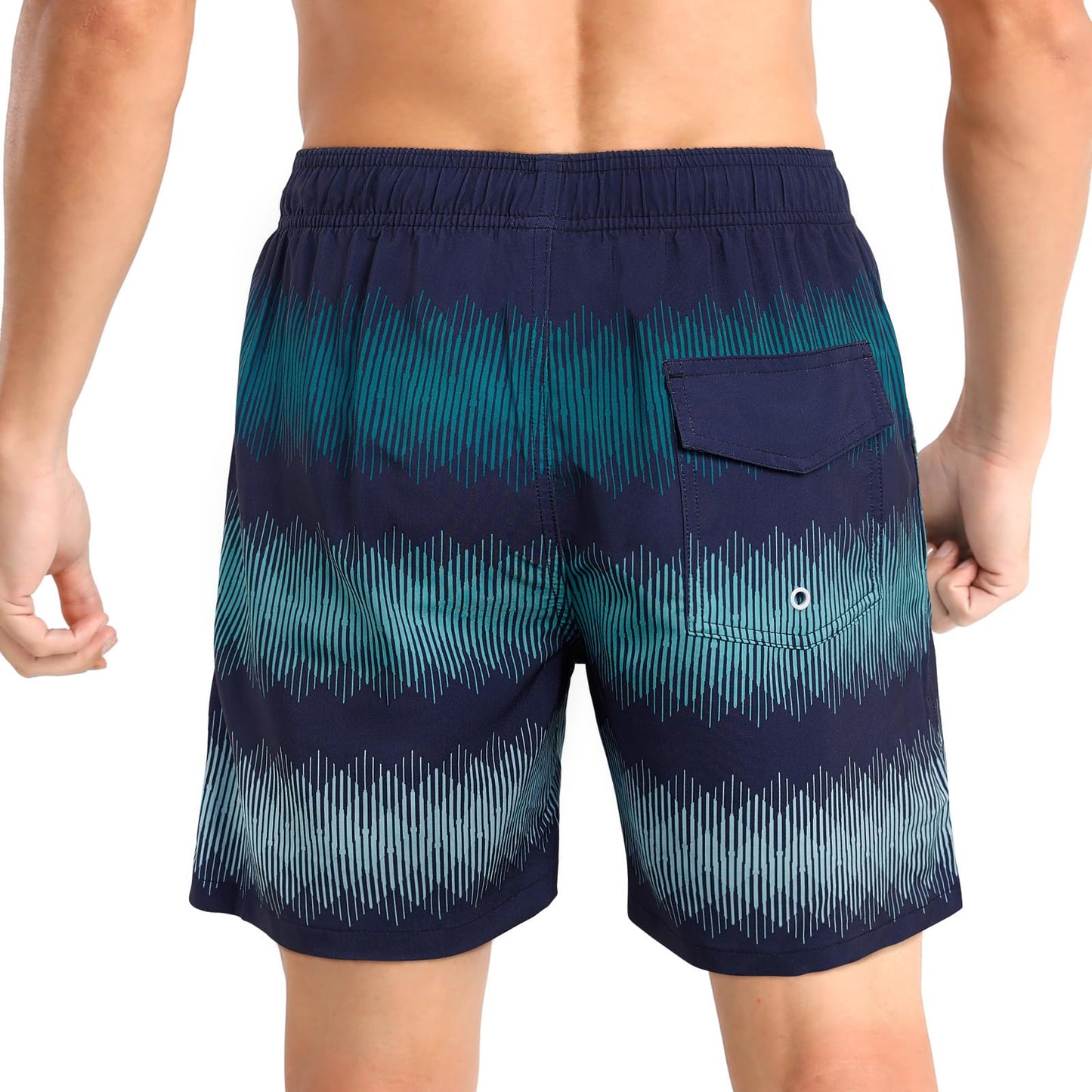 iCKER Mens Swim Trunks with Compression Liner 5.5" Inseam Quick Dry Swim Shorts Bathing Suit Beach shorts-K460-Large
