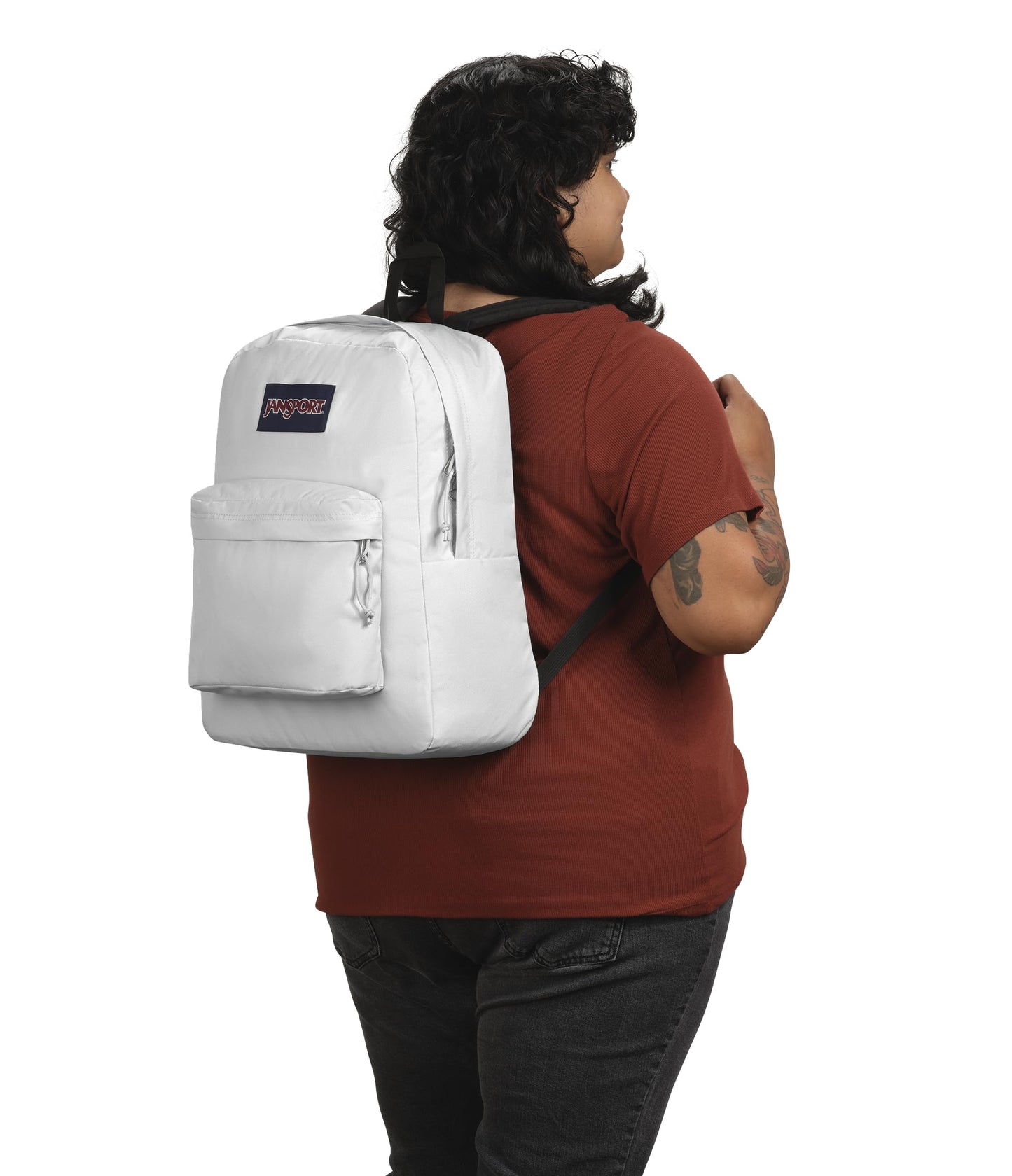 JanSport SuperBreak Plus Backpack with Padded 15-inch Laptop Sleeve and Integrated Bottle Pocket - Spacious and Durable Daypack for Work and Travel - White