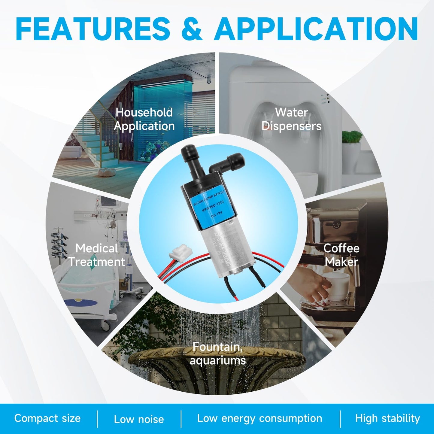 KPW26C-12C2 Water Pump DC 12V Replacement for G E Profile Opal 2.0 Countertop Ice Maker and IM-03S Genuine OEM