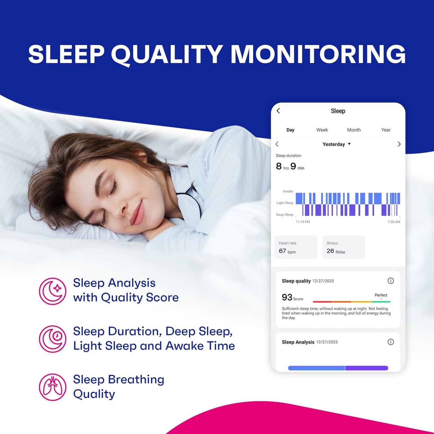 OCTANDRA Active 2 VeryFit Fitness Tracker Heart Rate SpO2 Blood Oxygen Saturation Sleep Monitor 1.05" Screen Activity Step Counter Pedometer IP68 Waterproof Smart Watches for Men Women (ID155) (Grey)