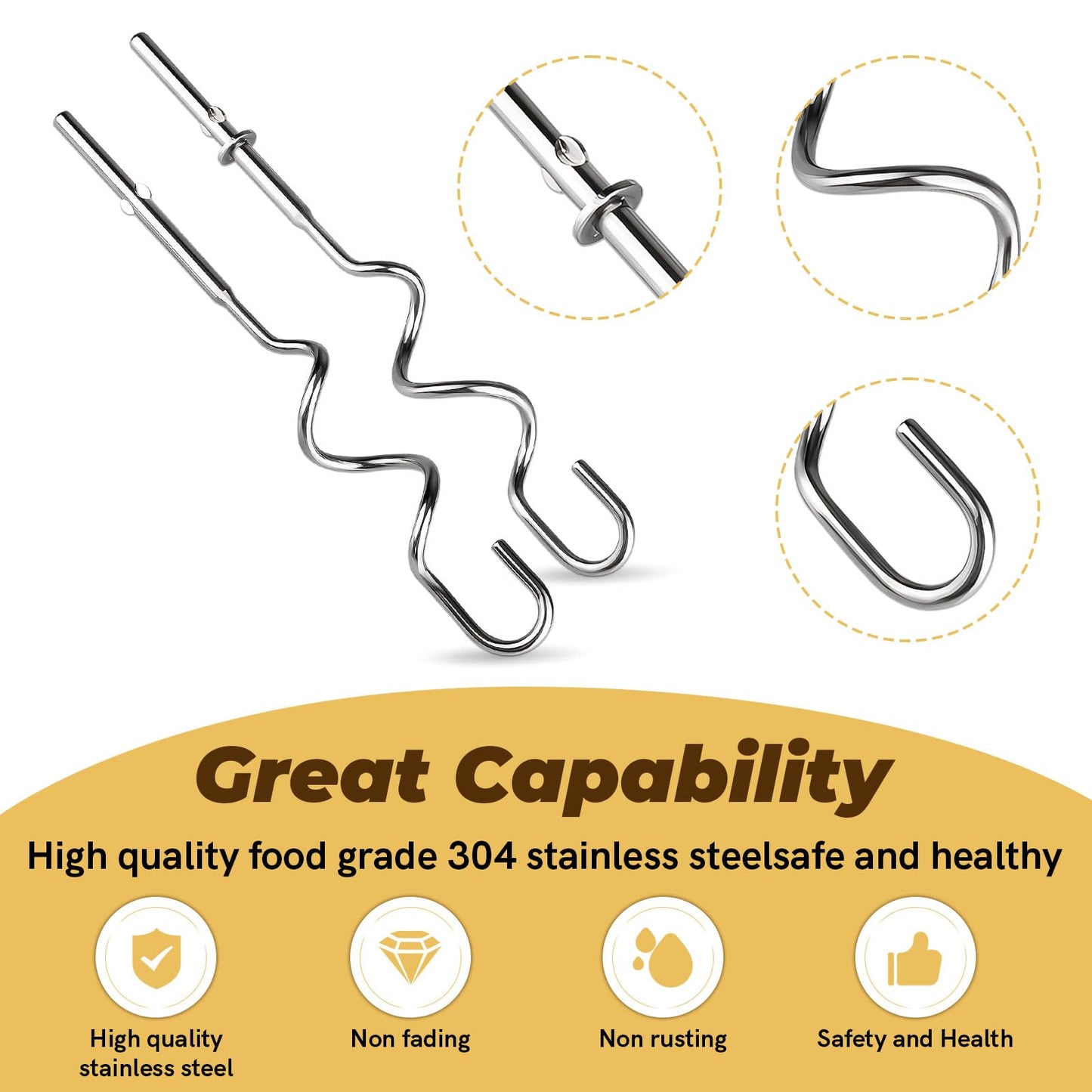 XSKDOUGHHK Dough Hook Fits for Ninja Mixer, Power Mixer System (CI100 Series) for Ninja Blender Accessories, Stainless Steel Foodi Accessories