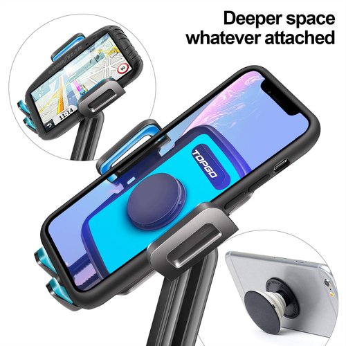 TOPGO Golf Car Phone Holder, [No Shaking & Stable & Adjustable Pole] Universal Cup Phone Mount for EZGO/Club Car/Yamaha - Blue