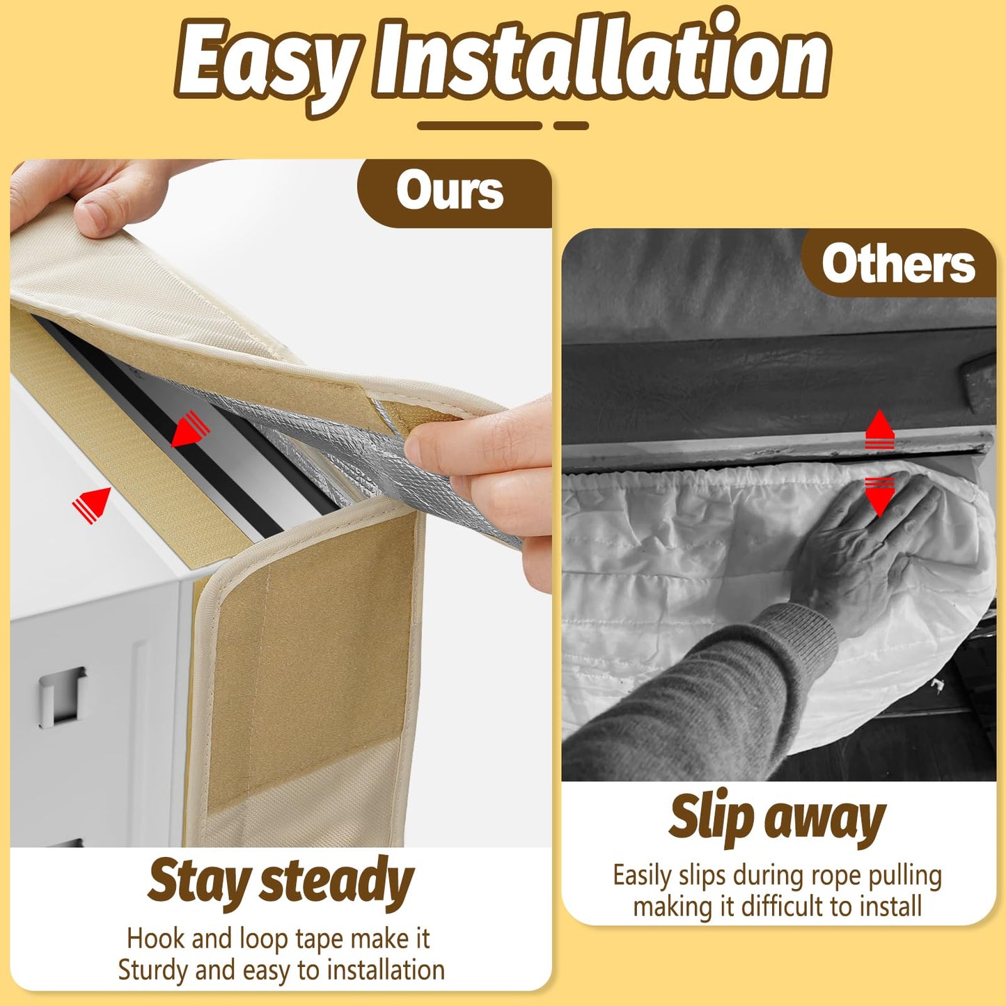 Air Conditioner Cover Indoor - Window Ac Covers for Inside, Windproof, Dustproof and Waterproof Window Air Conditioner Cover for Winter, Insulation for Wall Ac Unit 17"W x 13"H x 3.5"D, Beige