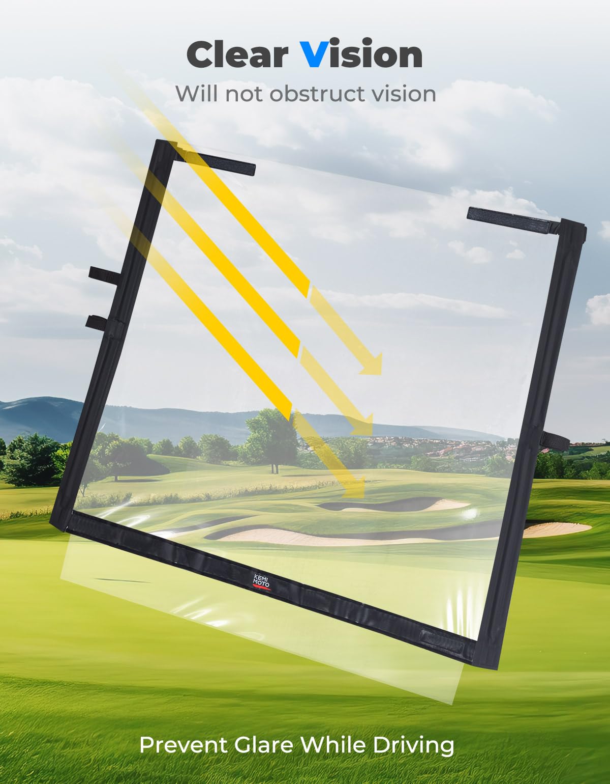 KEMIMOTO Foldable Golf Cart Windshield Compatible with Club Car DS, Tempo, Precedent - Portable, Lightweight, Roll-Up Design with Extra Tinted Half Windshield Included