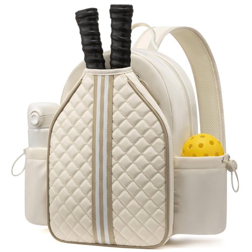 Sucipi Pickleball Bags for Women Lightweight Crossbody and Stylish Quilted Pickleball Paddle Sling Bag Backpack, Pearl Beige