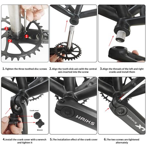 HAIKS 1x Mountain Bike Crankset 170mm with 36T Chainring & Bottom Bracket - 6061 Alloy Hollowtech Crank, Narrow-Wide Teeth, Compatible 8-12S (BSA24/BB92/PF30/BB30/T47)
