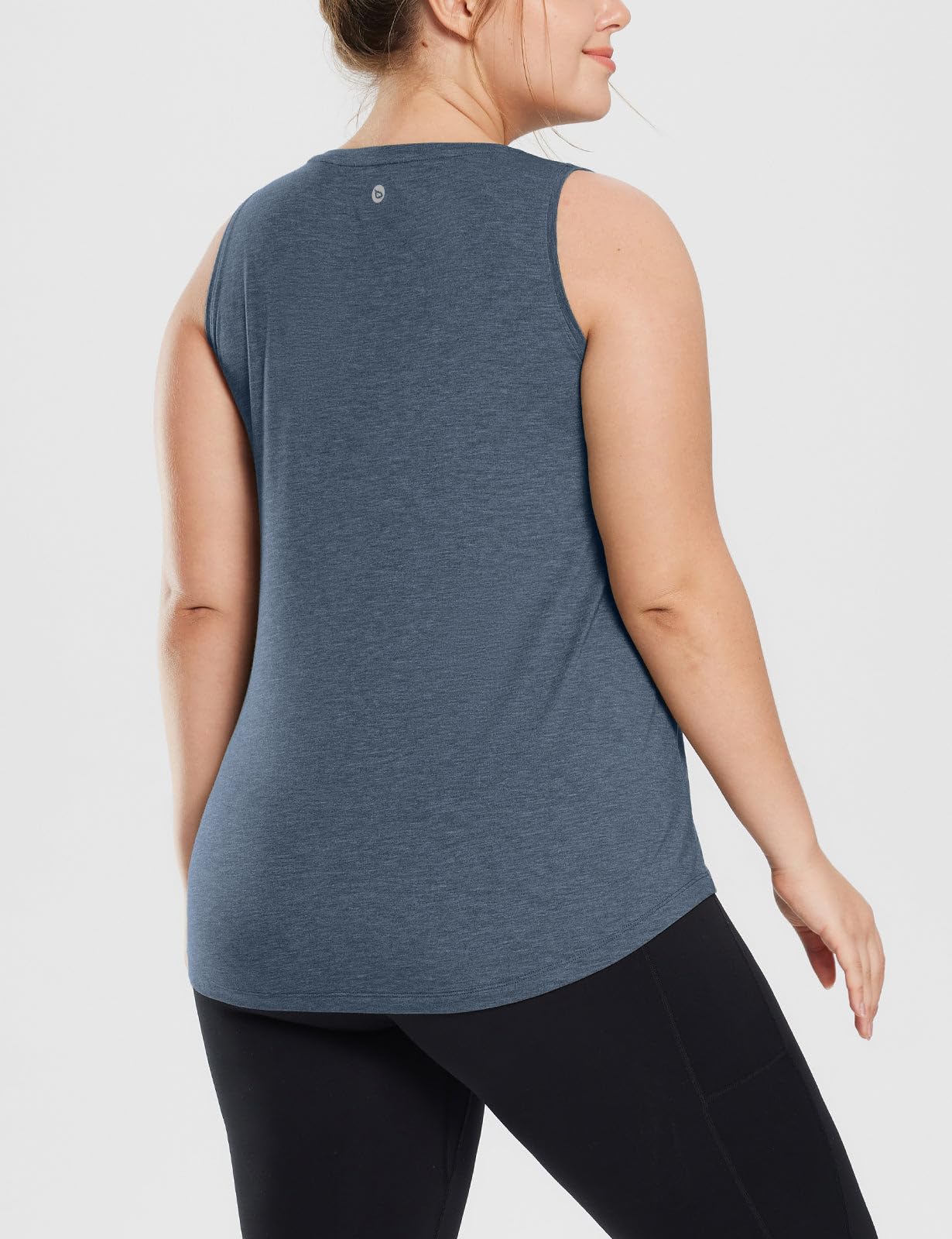 baleaf Women's Plus Size Workout Tank Tops Loose Fit Sleeveless Athetic Running Exercise Shirts Heather Navy XL