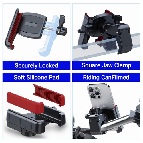 FIIHO Golf Cart Phone Mount with 1s Lock Release, Universal Rotatable Holder & Golf Accessories Compatible with All Phones (iPhone Galaxy) and Major Golf Carts (Yamaha Club Car EZGO)