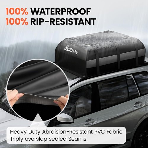 Asinking Car Rooftop Cargo Carrier Bag - 100% Waterproof Heavy-Duty Luggage Carrier | 21 Cubic Feet, Fits All Vehicles